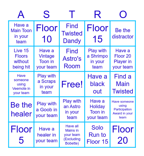 Astro Bingo Card