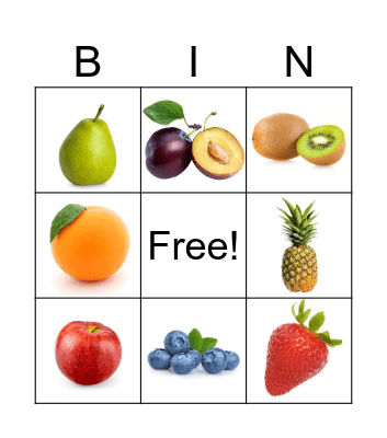 Fruits Bingo Card