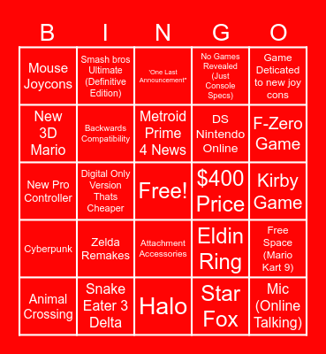 Switch 2 Direct Bingo Card