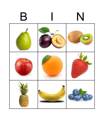 Fruits Bingo Card
