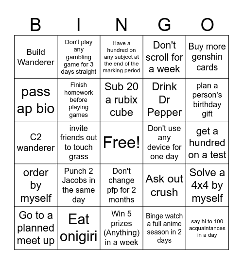 Finish by summer break Bingo Card