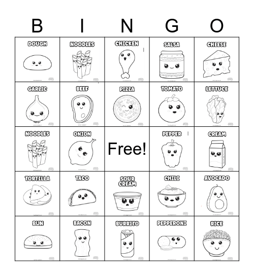 Natalie's Recipe Rumble Party Bingo Card