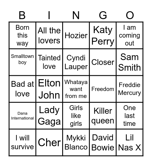 ZENE-BONA Bingo Card