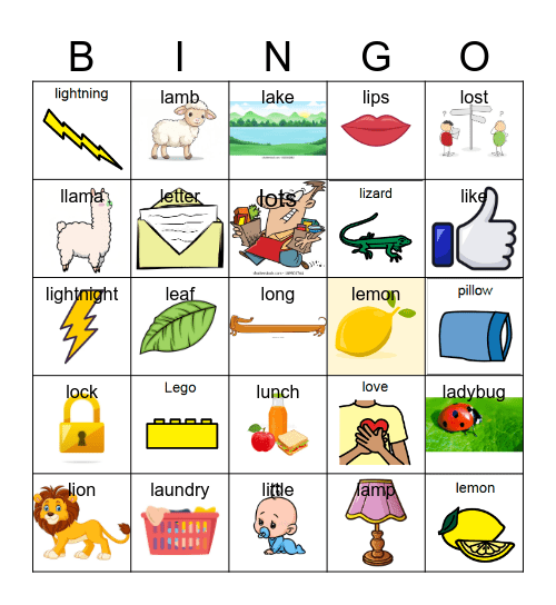 L Sound Bingo Card