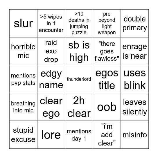 LFG-Bingo Card