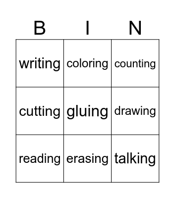 Vocabulary Bingo Card