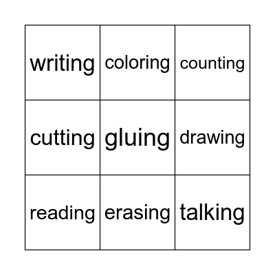 Vocabulary Bingo Card