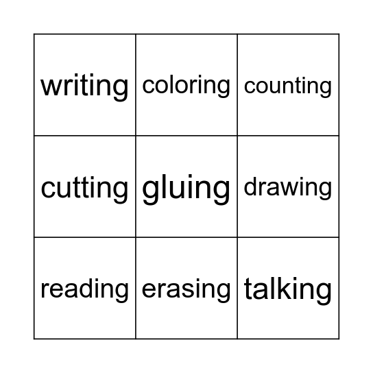 Vocabulary Bingo Card