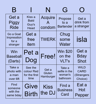 BIGFOOTS BDAY BINGO Card