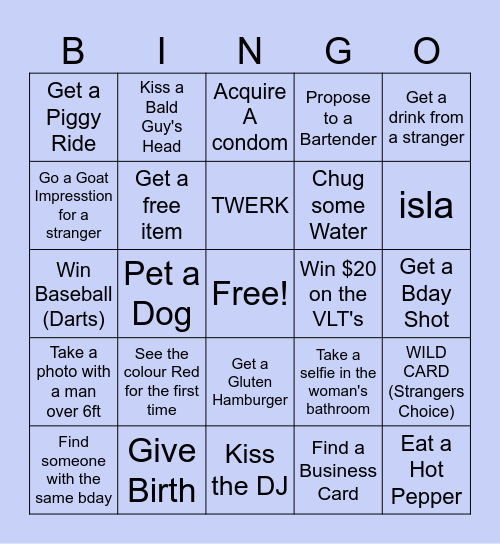 BIGFOOTS BDAY BINGO Card