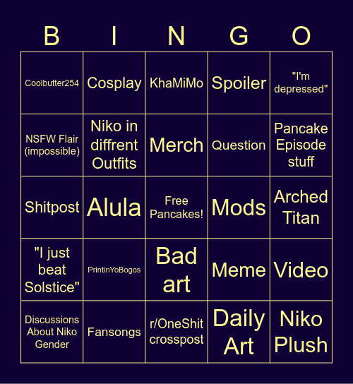 r/OneShot Bingo Card