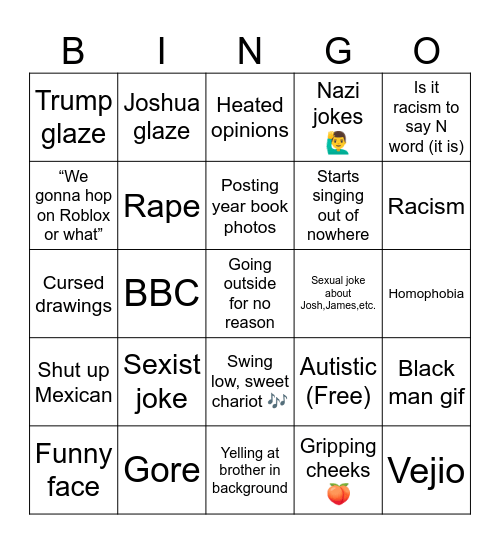Garret Bingo Card