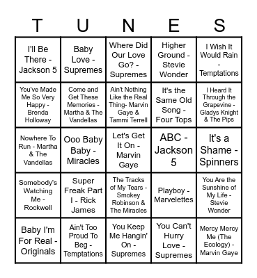 MOTOWN Bingo Card