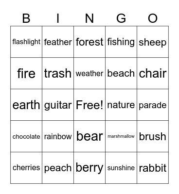 R, TH, SH, CH Bingo Card
