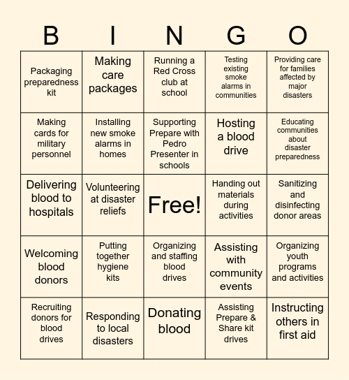Voluntary Service Bingo! Bingo Card