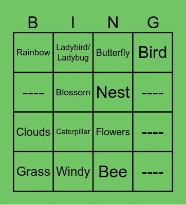 Welcome spring! Bingo Card