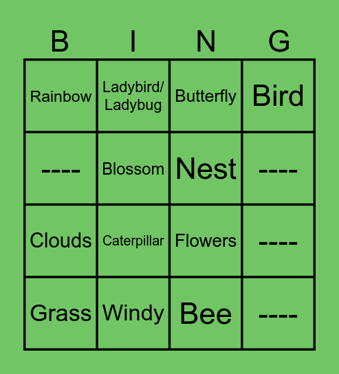 Welcome spring! Bingo Card
