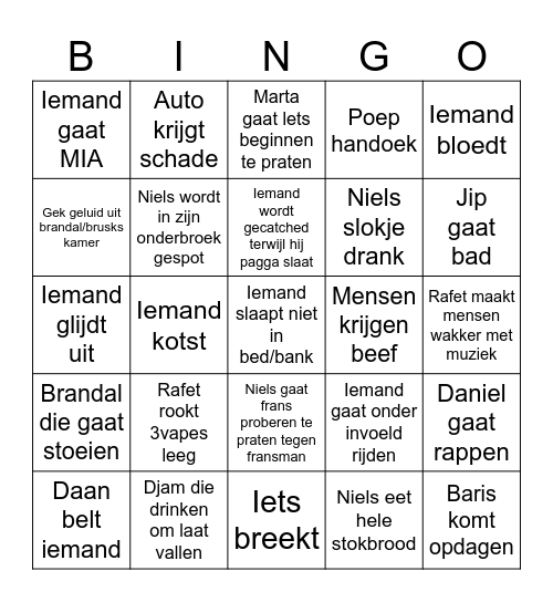 Frankrijk Bingo Card