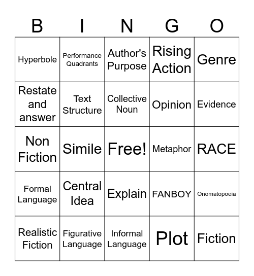 BOOT CAMP BINGO Card