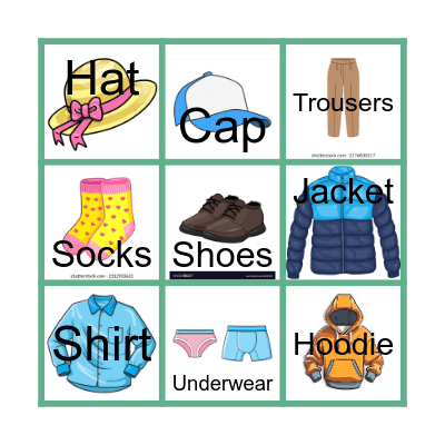 Clothes Bingo Card