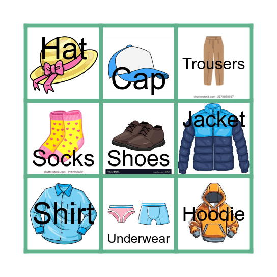 Clothes Bingo Card