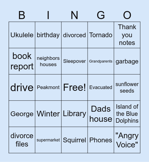 Alone bingo Card