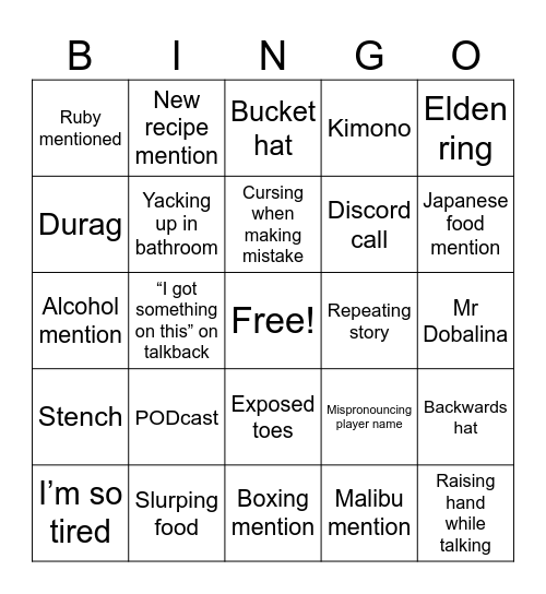 Perfett BINGO Card