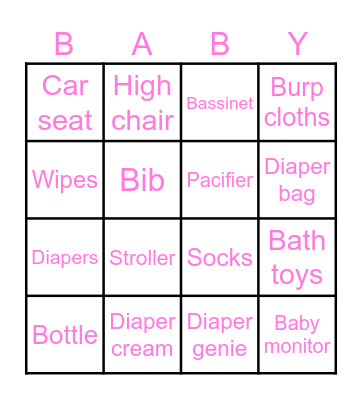 Baby Bingo Card