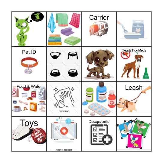 Emergency Preparation - PETS Bingo Card