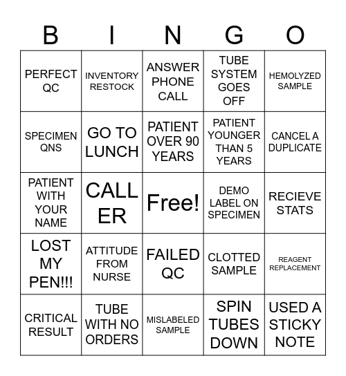 Lab Week Bingo Card