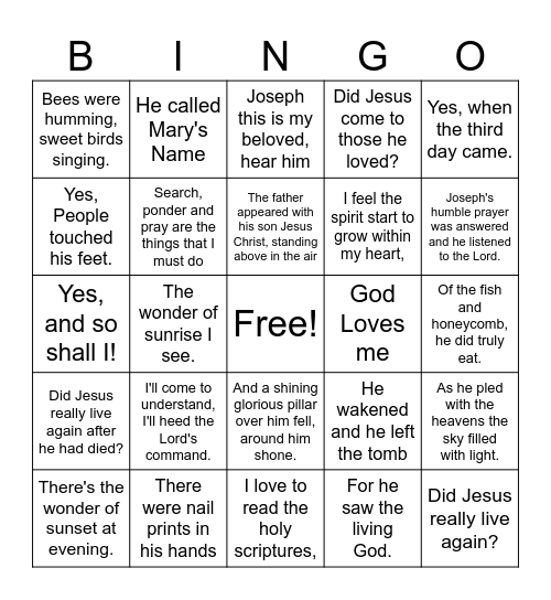 Primary Review Bingo Card