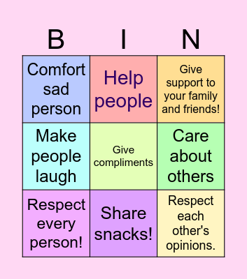 Kindness bingo! Bingo Card