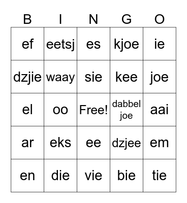 Alphabet Bingo Card