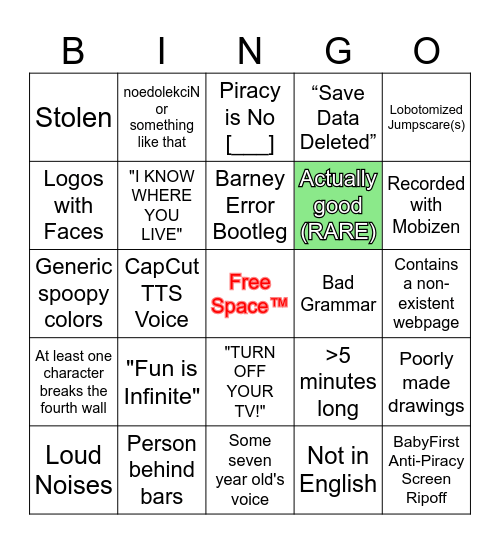 Anti Piracy Screen Bingo Card
