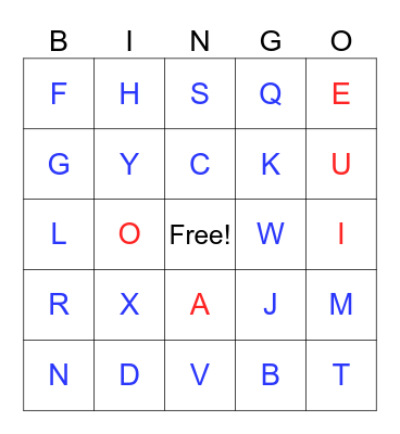 Alphabet Bingo Card