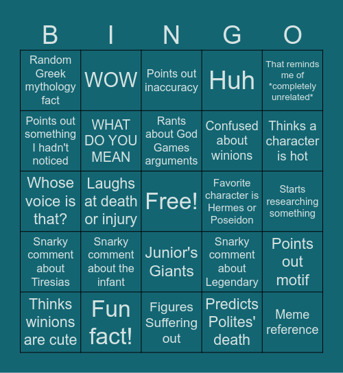 Kaitlyn Epic Bingo Card