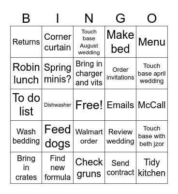 Monday Bingo Card