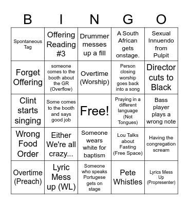 6pm Bingo Card