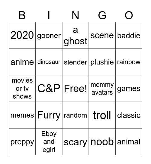 The Catalog Avtar Creator Bingo Card