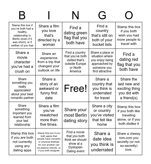 Dystopian Dating Bingo </3 Bingo Card