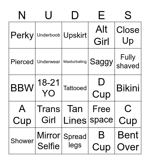 Nude Bingo Card