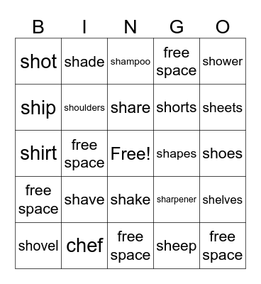 /sh/ bingo! Bingo Card