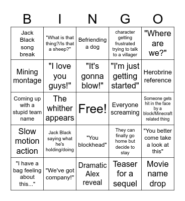Minecraft Movie Bingo Cards Bingo Card