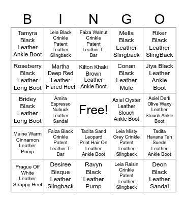 Wittner Bingo Card
