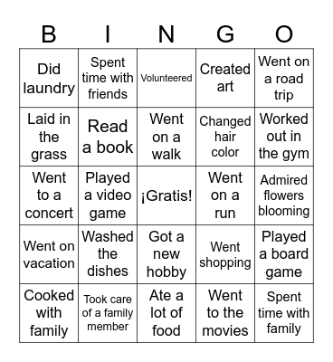 ~*Back from Spring Break BINGO!*~ Bingo Card