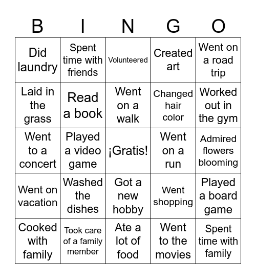 ~*Back from Spring Break BINGO!*~ Bingo Card
