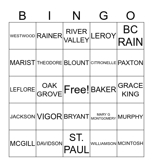 HIGH SCHOOLS Bingo Card
