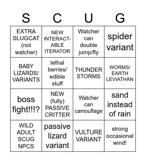 RAIN WORLD WATCHER DLC Bingo Card