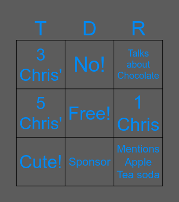 TDR Bingo Card