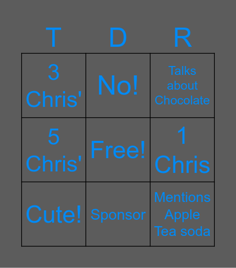 TDR Bingo Card